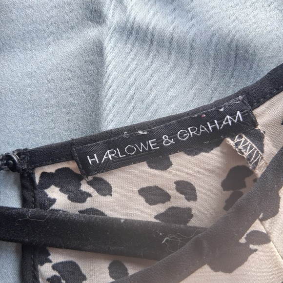 Harlowe & Graham Leopard Print Women's Blouse Medium Short Sleeve Keyhole‎ Back - Picture 2 of 8